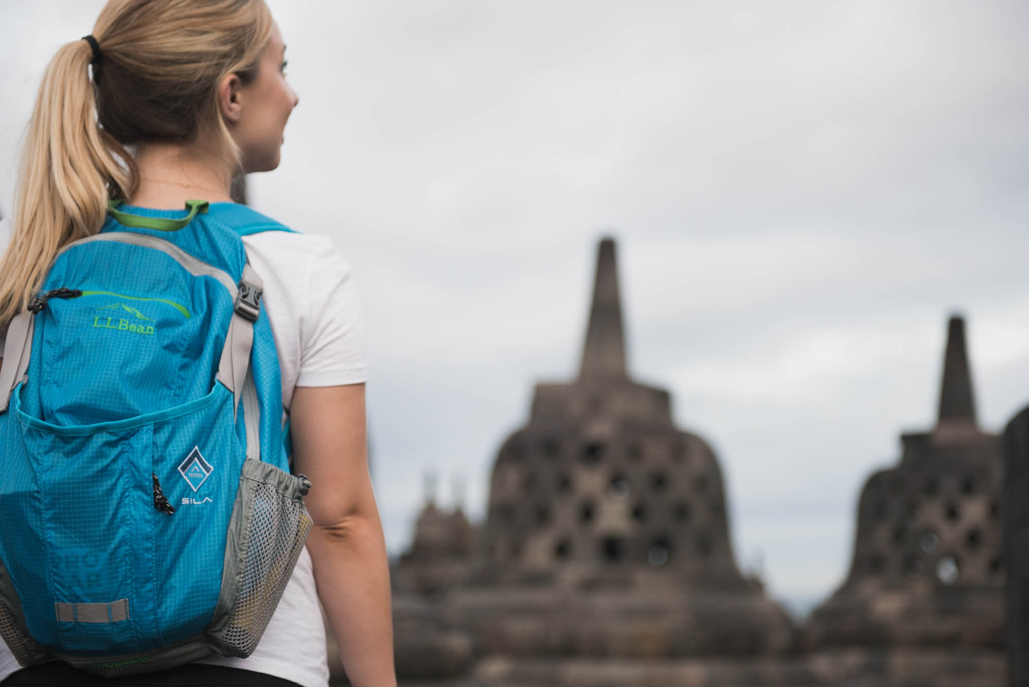 Jami at Borobudur Buddhist temple in Central Java, Indonesia