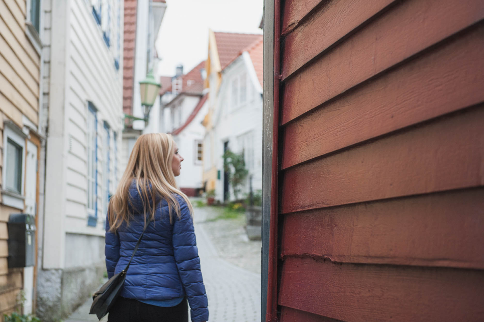 Jami walking through Bergen, a city on Norway’s southwestern coast