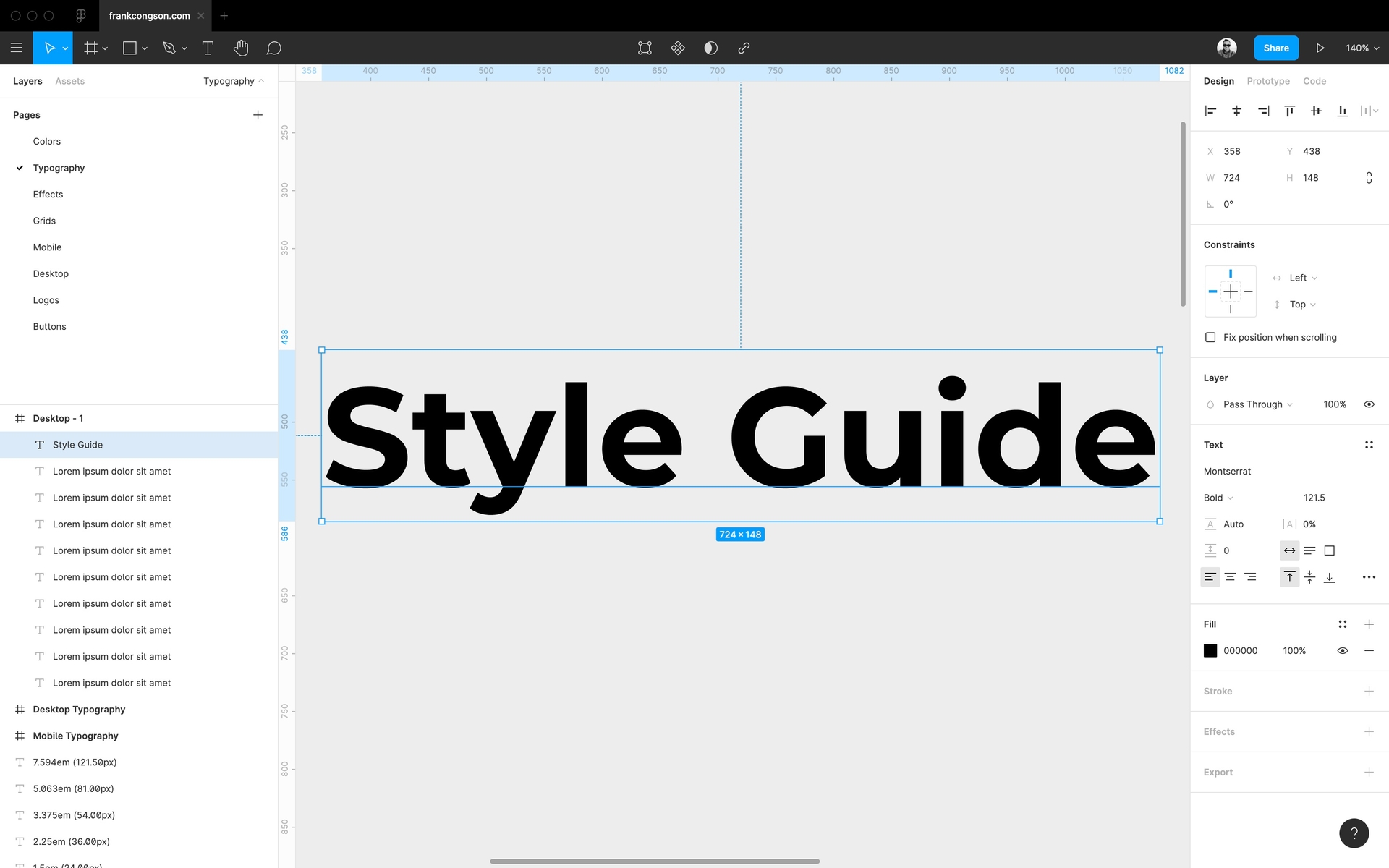 Style guide in Figma