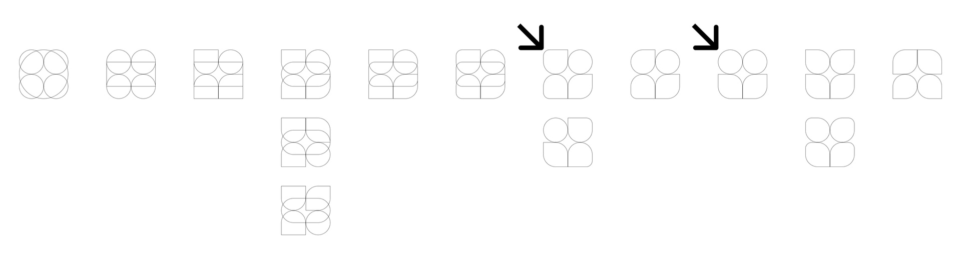 Lagom UI logo ideation in Figma using simple shapes